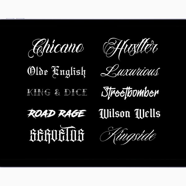 10 Procreate Font Bundle for Tattoo Artists