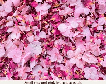 1 Litre Biodegradable Confetti - Burgandy Rose and Pink Hydrangea Petals - Dried Flower Wedding Confetti - Flower Confetti - Wedding Decor