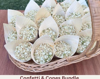 Wedding Confetti Cones Bundle - Biodegradable Confetti - Real Dried Flower Confetti - Natural Flower Petal Cones - Wedding Exit Flower Cones