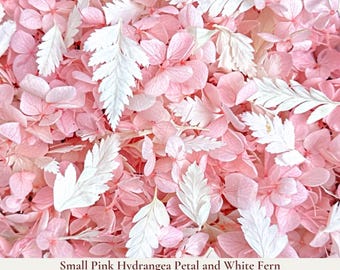 1L Trockenblumen Hochzeit Konfetti - Echte Hortensie & Farn Konfetti - Biologisch abbaubares Konfetti - Rustikale Hochzeit Tischdekoration - Blumenmädchen Korb