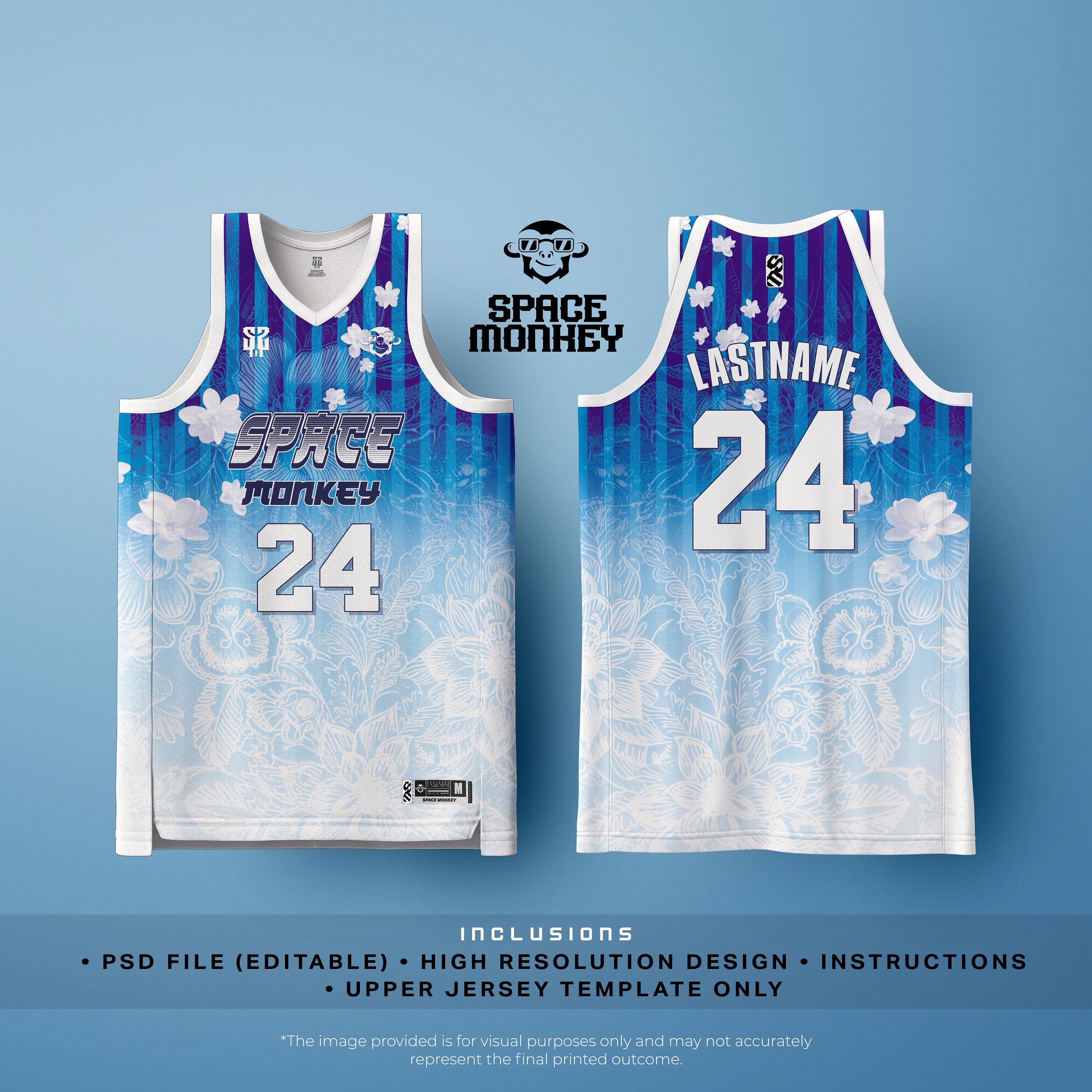 Full Sublimation Editable Basketball Jersey Template 