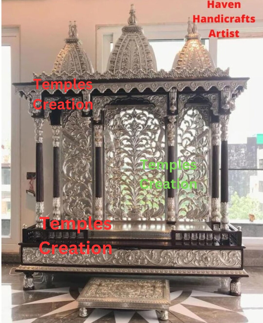 Wooden Temple 78 Large Solid Teak Wood Heavy Hand Carved Etsy