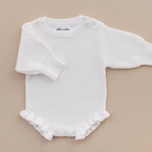 Knitted Cotton Frill Baby Romper: Newborn Onesie, First Outfit