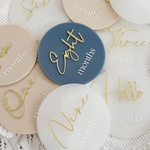 Disques acryliques neutres pour bébé, carte d'étape mensuelle pour bébé, cadeau de baby shower, souvenir d'étape en acrylique surélevé