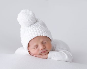 Knitted Baby Winter Beanie both Gender Neutral- Photography Prop or Hospital Outfit