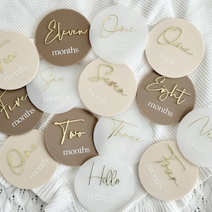 Disques acryliques neutres pour bébé, carte d'étape mensuelle pour bébé, cadeau de baby shower, souvenir d'étape en acrylique surélevé