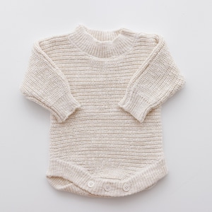 Chunky Knit Baby Romper: Neutral Cotton Newborn Outfit