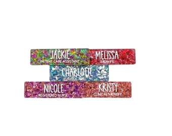 Personalised Glitter Name Badge or Nurse Badge Gift