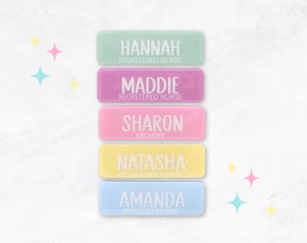 Personalised Name Badge, Registered Nurse Name Badge For Midwife Teacher, Name Badge for Medical Student,  Name Tag for Educator, Badges