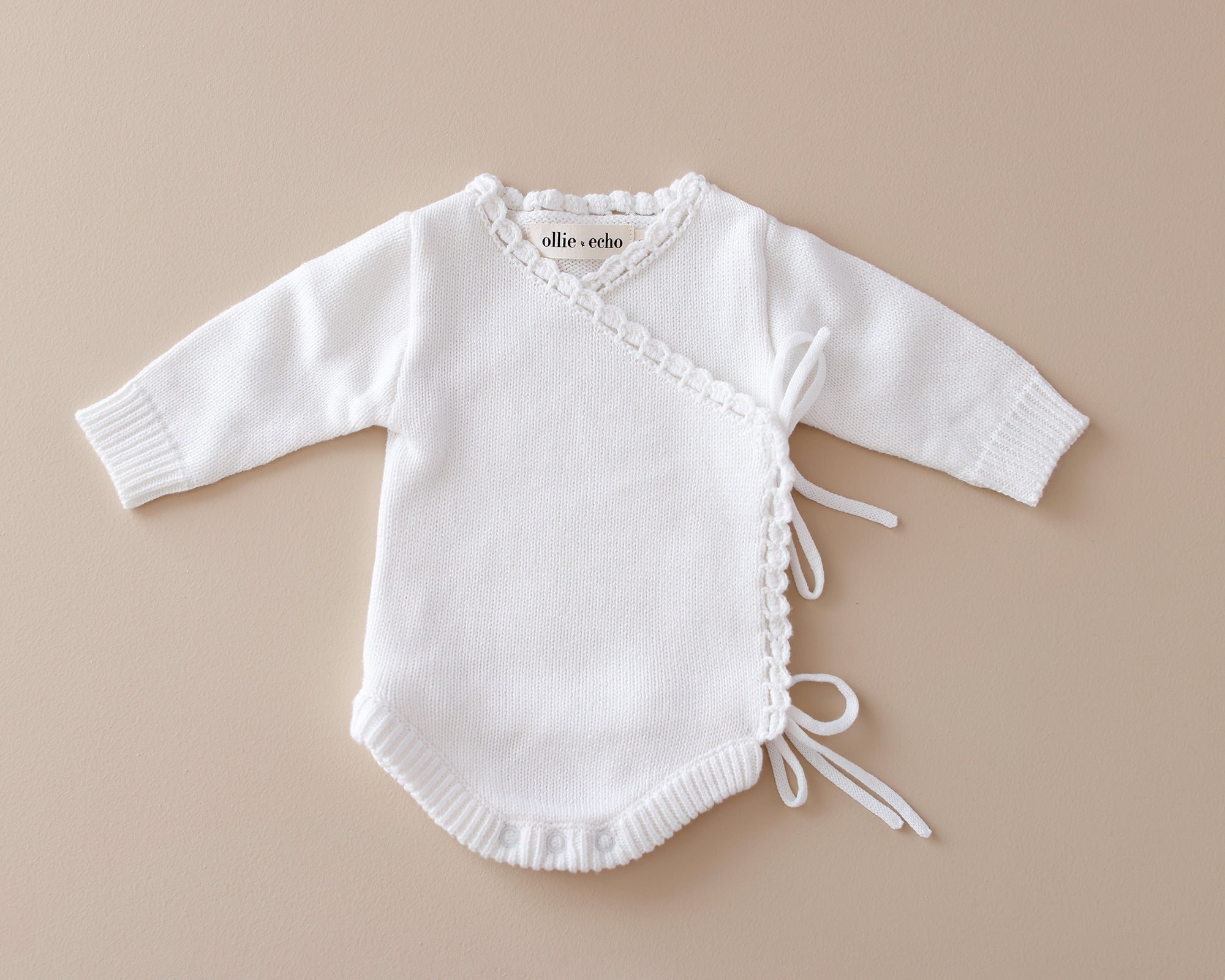 Heirloom Crochet Knitted Baby Romper - Announcement Outfit - Winter Baby Romper - Knitted Baby Outfit - Crossover Romper