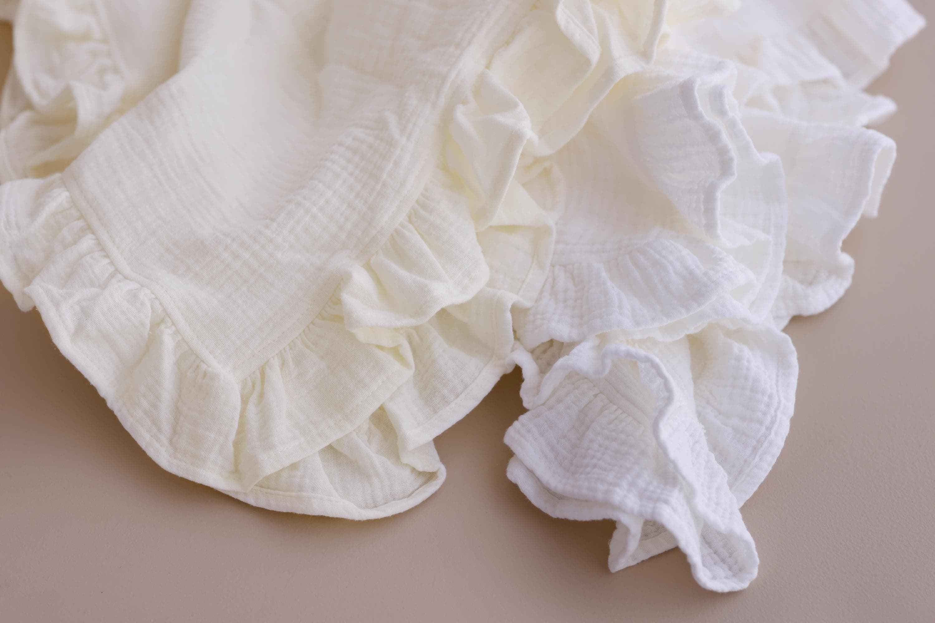 Muslin Frill Edge Cotton Baby Swaddle, ruffled muslin wrap with frilly edge