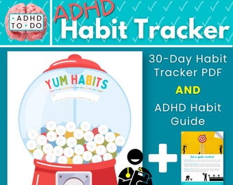 Gumball 30-Day ADHD Habit Tracker | 30-Day Habit Challenge | ADHD Adult Habit Tracker | Adhd Teen Habit Tracker | Adhd Kid Habit Tracker