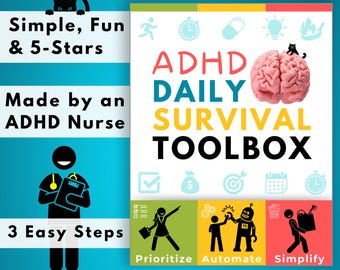 A Very ADHD Daily Survival Guide | ADHD Todo Lists, Organization Hacks, Declutter Challenges and Habit Trackers for Adhd Adults & Adhd Teens