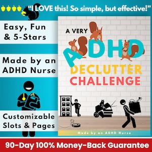 ADHD Declutter Planner | Printable ADHD Organizing Tools for ADHD adults & teens | Attention Deficit Hyperactivity Disorder  Gift | 3-Pack