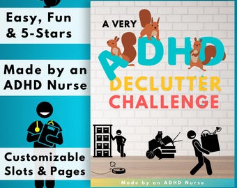ADHD Declutter Planner | Printable ADHD Organizing Tools for ADHD adults & teens | Attention Deficit Hyperactivity Disorder  Gift | 3-Pack