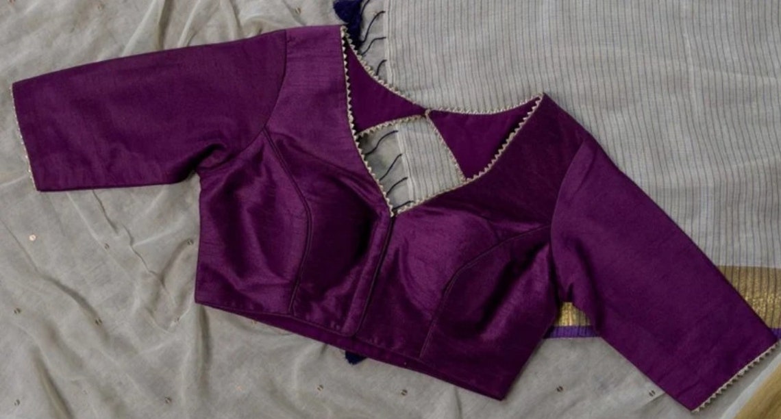 Silk Purple Blouse With Lace Tie Neck Elegant Slim Fit Top For Women By Wavlynn Fall Collection main image 0