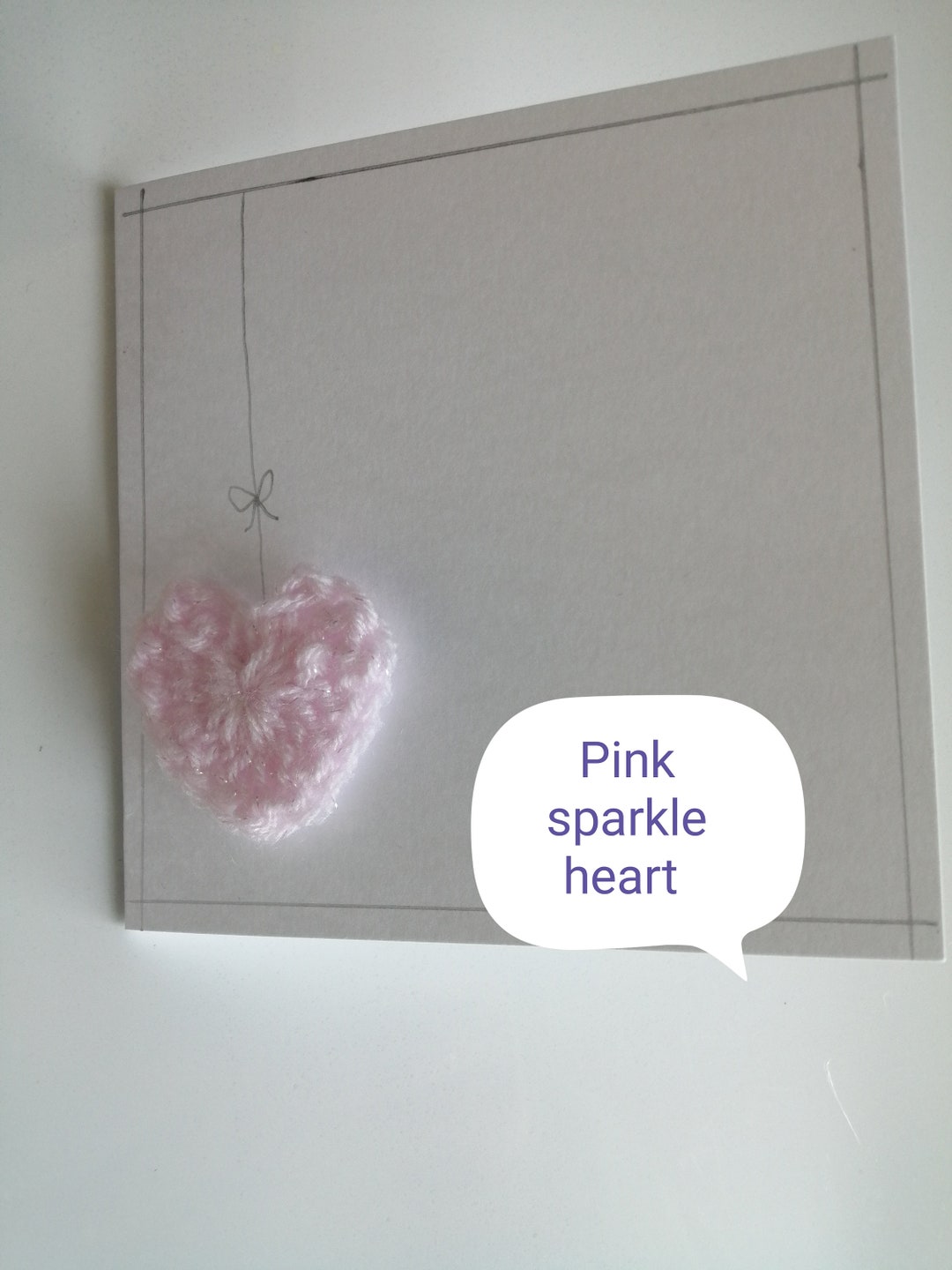 Pink Sparkle Heart Card Etsy
