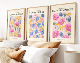 Set of 3 Flower Market Prints, Exhibition Posters, Botanical Prints ...