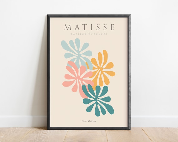 Henri Matisse Exhibition Poster, Matisse Print, Vintage Pink Art, Pop Motif, Modern Abstract Print, Art Poster Print, Blue,Beige, Terracotta