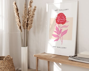 Mid Century Modern Botanical Abstract Art Prints, Living Room Decor, Beige & Pink Home Decor, Botany Art, Botanical Wall Art, Boho Decor