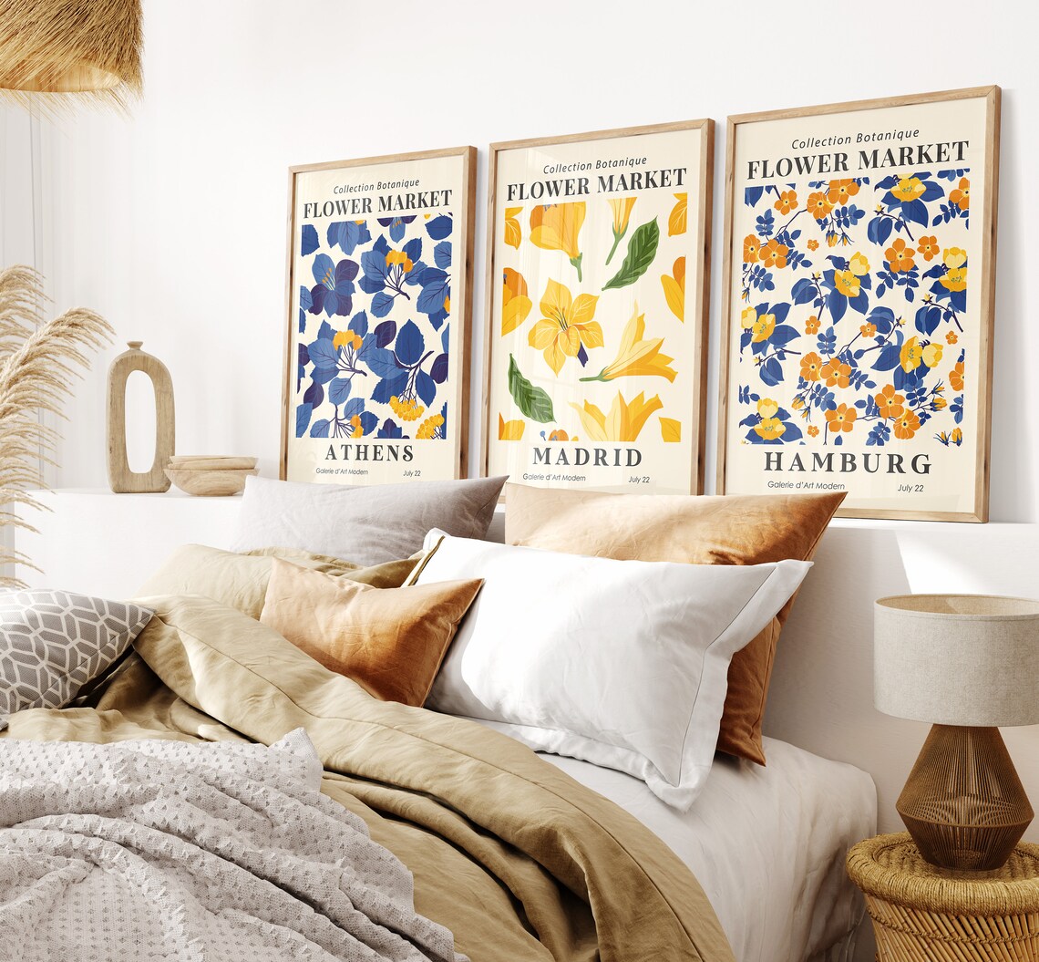 Set of 3 Matisse Flower Market Prints, Boho Flower Art, Bedroom Wall ...