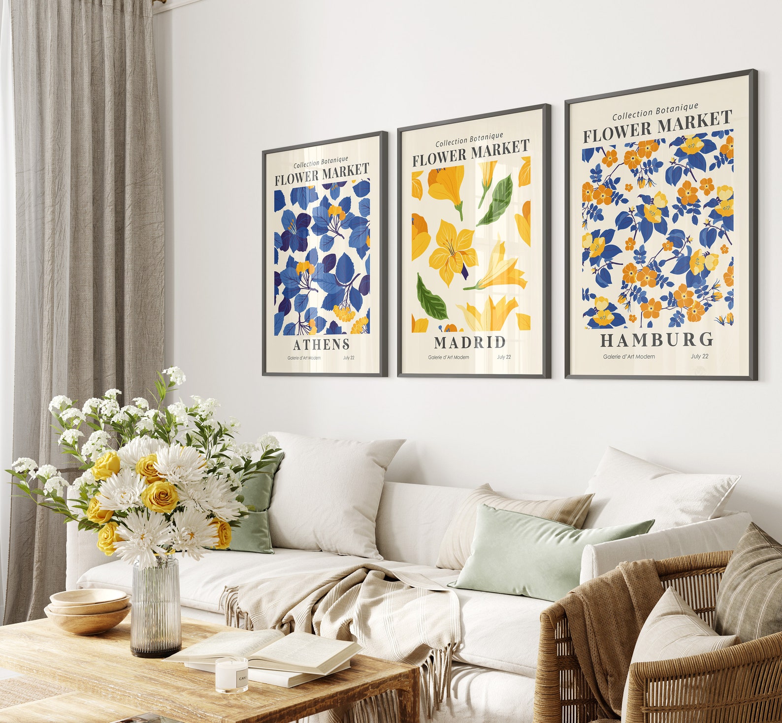 Set of 3 Matisse Flower Market Prints, Boho Flower Art, Bedroom Wall ...