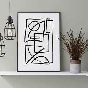 Exhibition Poster, Abstract Modern Art, Mid Century Modern, Abstract Wall Art, Galerie Bohéme, Line Art Print, Neutral Art, Minimalist Art