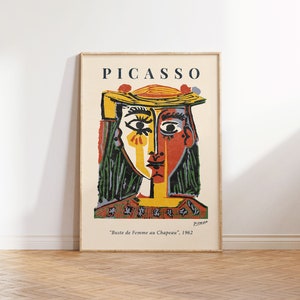 Pablo Picasso Print, Picasso Exhibition Poster, Mid Century Modern Art Print Poster, Famous Artist Print, Beige Gallery Wall Home Decor