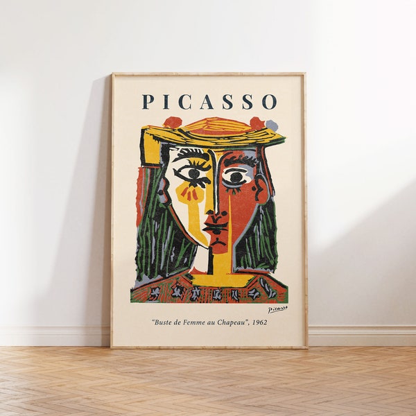 Pablo Picasso Print, Picasso Exhibition Poster, Mid Century Modern Art Print Poster, Famous Artist Print, Beige Gallery Wall Home Decor
