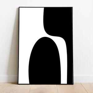 Exhibition Poster, Abstract Modern Art, Mid Century Modern, Abstract Wall Art, Galerie Bohéme, Line Art Print, Neutral Black And White Art