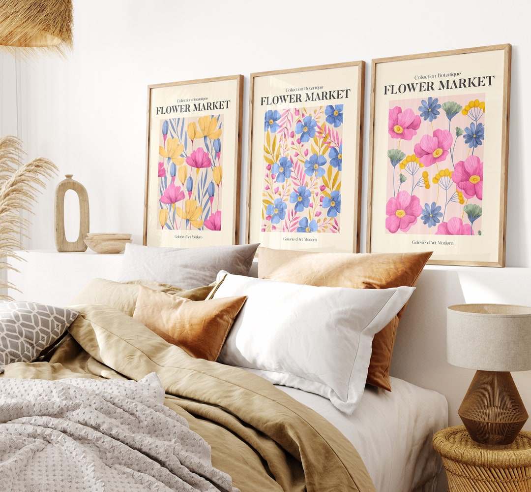 Set of 3 Flower Market Prints, Exhibition Posters, Botanical Prints ...
