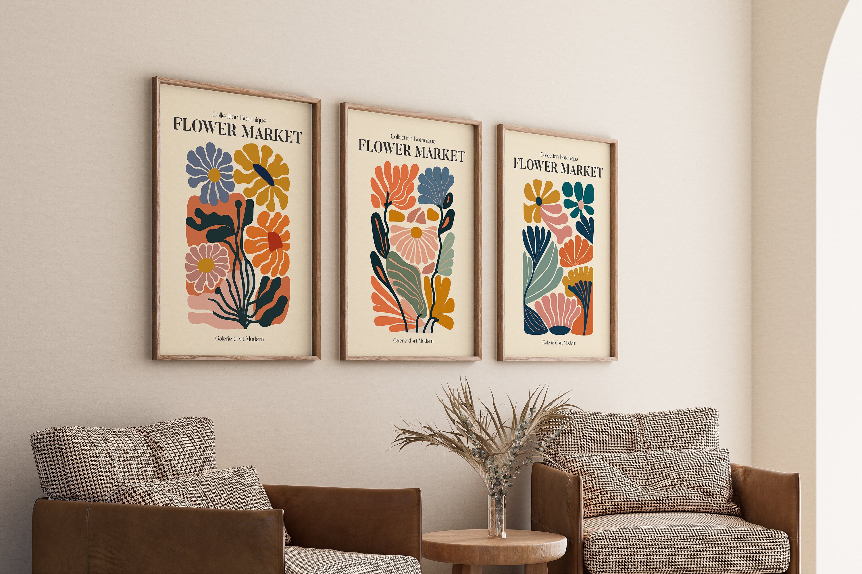 Set of 3 Flower Market Prints, Exhibition Posters, Botanical Prints ...