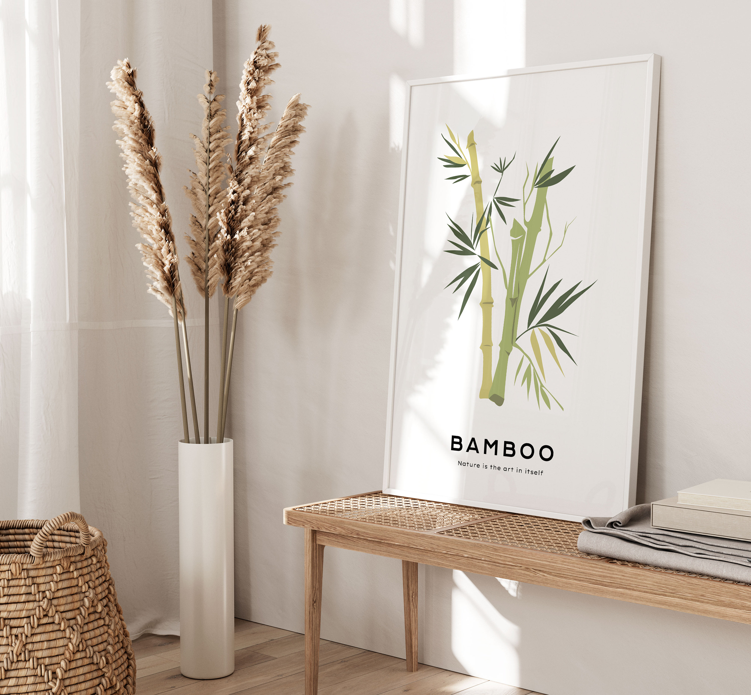 Minimalist Bamboo Art, Botanical Print, Gallery Wall Art, Bedroom Art ...