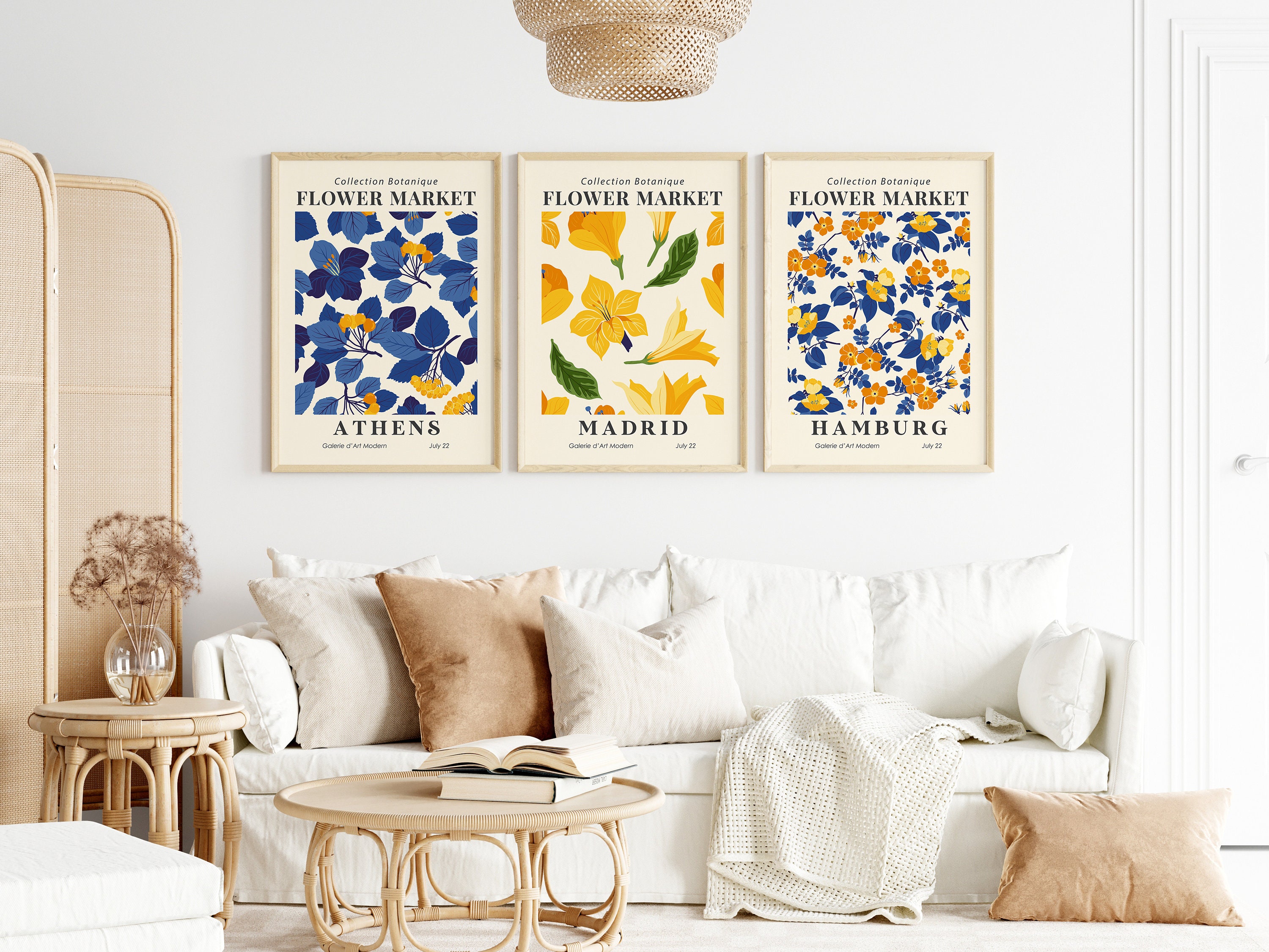 Set of 3 Matisse Flower Market Prints, Boho Flower Art, Bedroom Wall ...