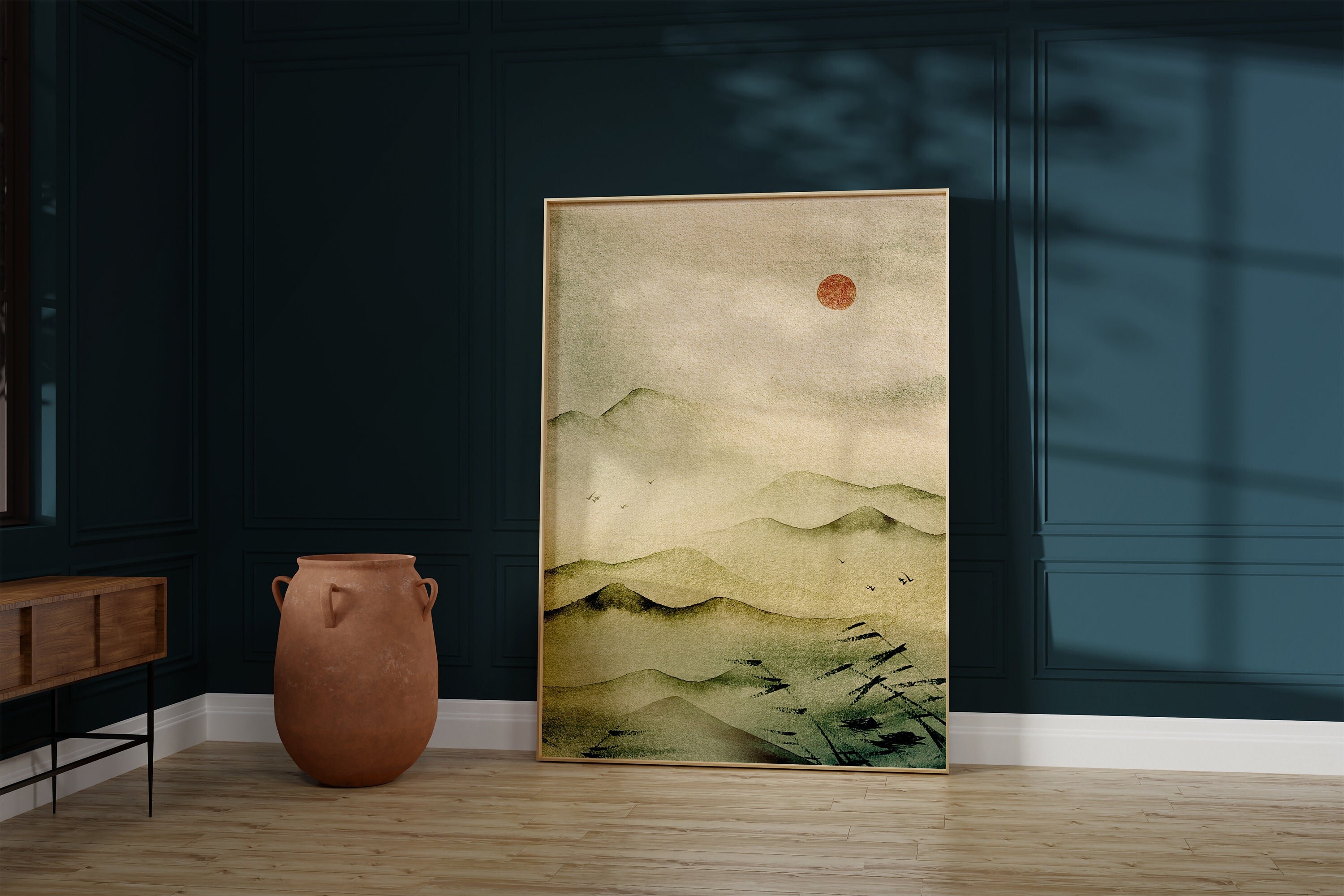 Japanese Gallery Wall Art Print Green Wall Art Japanese Art Etsy