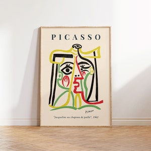 Pablo Picasso Print, Picasso Exhibition Poster, Mid Century Modern Art Print Poster, Famous Artist Print, Beige Gallery Wall Home Decor