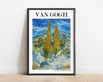 Van Gogh Abstract Exhibition Art Poster, Van Gogh Wall Art Print, Famous Art Décor, Blue, Green, Living Room Décor, Modern Pop Art Gift