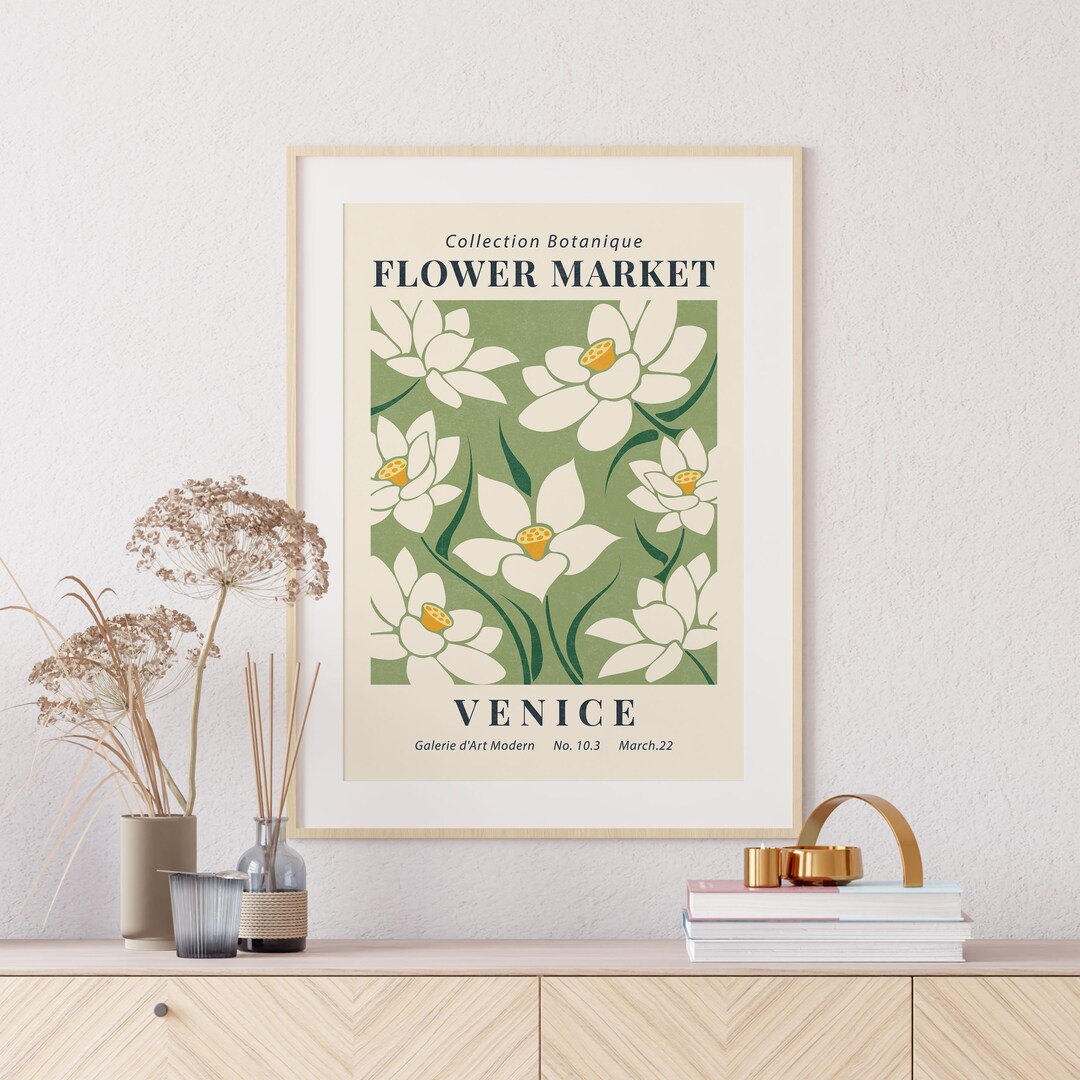 Venice Flower Market PRINT, Flower Market Poster, Venice Floral Art