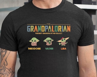 The Grandpalorian Shirt, The Best Grandpa in the Galaxy Shirt, With Kidyoda and Kids Names, Father's Day Grandpa Gift Sweatshirt