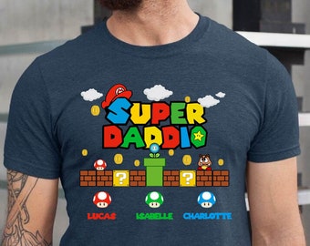 Personalized Super Daddio Shirt, Super Daddio Shirt With Kids Name, Cute Dad Shirt, Dad Gamer Shirt, Father's Day Funny Shirt, Gift for Dad