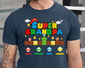 Custom Super Grandpa Shirt With Names, Funny Grandpa Tshirt, Father's Day Grandpa Tee, Father Gift Tee, Fathers Day Gift Funny Shirt