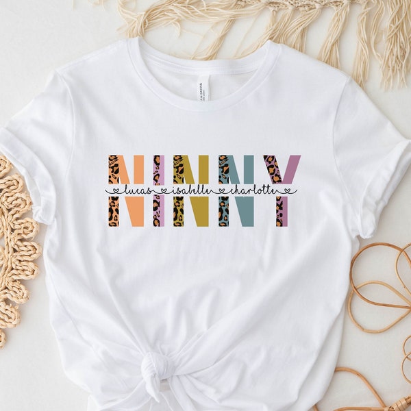 Ninny Shirt, Custom Mothers Day Gift Tshirt With Kids Names, Grandma Birthday Shirt, Gift for Grandma, Funny Grandma Tee