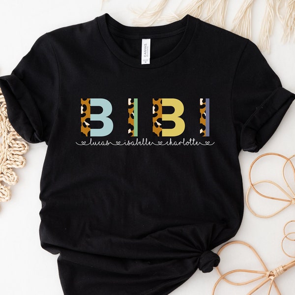 Bibi Shirt, Custom Mothers Day Gift Tshirt With Kids Names, Grandma Birthday Shirt, Gift for Grandma, Funny Grandma Tee