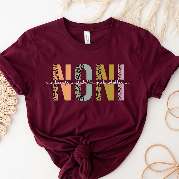 Noni Shirt, Custom Mothers Day Gift Tshirt With Kids Names, Grandma Birthday Shirt, Gift for Grandma, Funny Grandma Tee