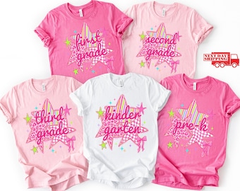 Coquette Stars Grade TShirts, Preppy Back to School Shirts, First Day of School Tees, Gift For Her