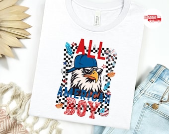 All American Boy Shirt, Independence Day TShirt For Kids, American Eagle Tee, 250th Anniversary
