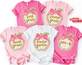 Coquette Apple Grade TShirts, Preppy Back to School Shirts, First Day of School Tees, Gift For Her