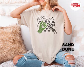 Funny Halloween Shirt, Witchy Hand and Skeleton Hand Tshirt, Vibing With My Demons Sweater, spooky Season Hoodie