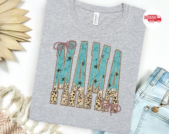 Coquette Western Mama TShirt, Leopard Design Mom Shirt, Country Sweatshirt
