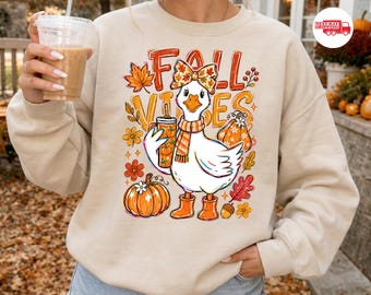 Fall Vibes Sweatshirt, Funny Silly Goose Autumn Sweater, Tis The Season Hoodie, Cozy Season Clothes